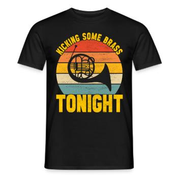 Horn Blechblasinstrument - Männer T-Shirt - Schwarz - Vorne - AI Model Male 178 light (178cm)