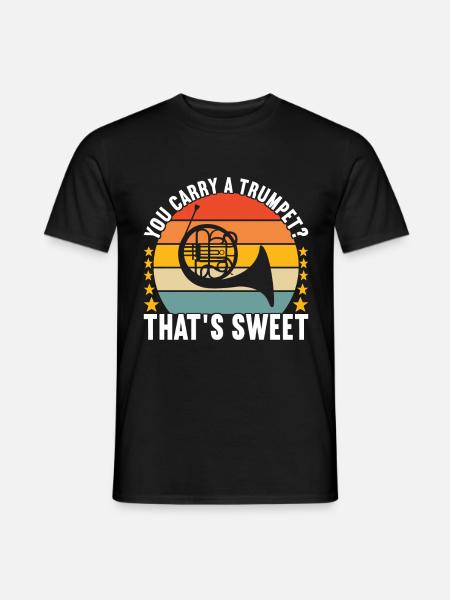 Horn Blechblasinstrument - Männer T-Shirt - Schwarz
