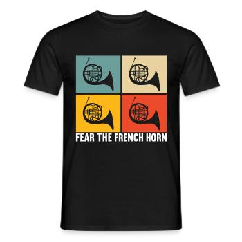 Horn Blechblasinstrument - Männer T-Shirt - Schwarz - Vorne - AI Model Male 178 light (178cm)