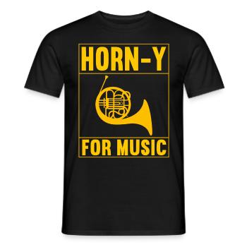 Horn Blechblasinstrument - Männer T-Shirt - Schwarz - Vorne - AI Model Male 178 light (178cm)