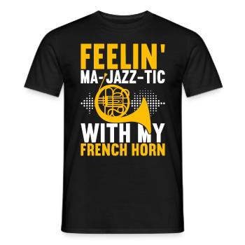Horn Blechblasinstrument - Männer T-Shirt - Schwarz - Vorne - AI Model Male 178 light (178cm)
