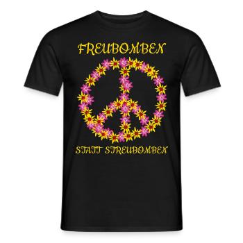 Pacifism: Freu bombs instead of cluster bombs - Men's T-Shirt - black - Front - AI Model Male 178 light (178cm)