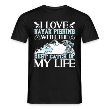 Fishing Kayak Paddling - Men's T-Shirt - black - Front - AI Model Male 178 light (178cm)