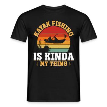 Fishing Kayak Paddling - Men's T-Shirt - black - Front - AI Model Male 178 light (178cm)