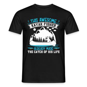 Fishing Kayak Paddling - Men's T-Shirt - black - Front - AI Model Male 178 light (178cm)