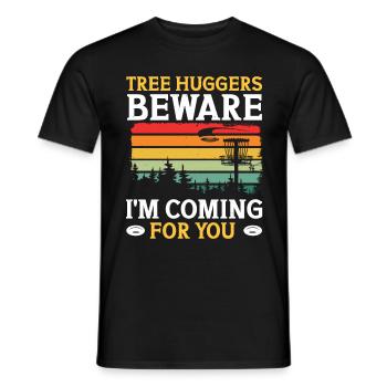 Disc Golfer hit Trees and Curse - Men's T-Shirt - black - Front - AI Model Male 178 light (178cm)