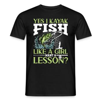 Fishing Kayak Paddling - Men's T-Shirt - black - Front - AI Model Male 178 light (178cm)