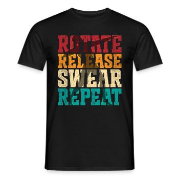 Kugelstoßen Kugelstoß Rotate Release Swear Repeat - Männer T-Shirt - Schwarz - Vorne - AI Model Male 178 light (178cm)