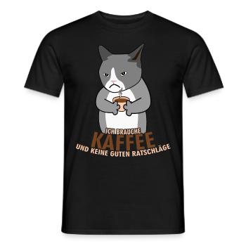 Morgenmuffel Kaffee Katze Kaffeetrinker - Männer T-Shirt - Schwarz - Vorne - AI Model Male 178 light (178cm)