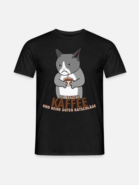 Morgenmuffel Kaffee Katze Kaffeetrinker - Männer T-Shirt - Schwarz