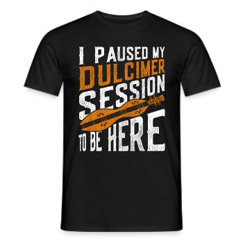J’ai interrompu ma session Dulcimer pour être ici - T-shirt homme - noir - Devant - AI Model Male 178 light (178cm)