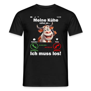 Meine Kühe rufen an - Michlbauer Kuhbauer Landwirt - Männer T-Shirt - Schwarz - Vorne - AI Model Male 178 light (178cm)