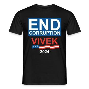 End Corruption Vivek Ramaswamy 2024 - Men's T-Shirt - black - Front - AI Model Male 178 light (178cm)