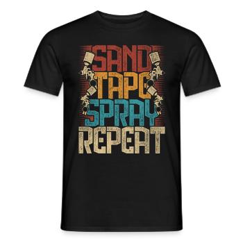 Car Painter Sand Tape Spray Repeat - Men's T-Shirt - black - Front - AI Model Male 178 light (178cm)