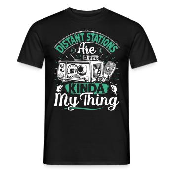 HAM Radio Amateur Radio Radio Amateur Retro - Men's T-Shirt - black - Front - AI Model Male 178 light (178cm)