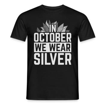 Dyslexia Dyslexic In October Wear Silver - Men's T-Shirt - black - Front - AI Model Male 178 light (178cm)