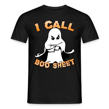 I Call Boo Sheet Ghost Funny Halloween - Men's T-Shirt - black - Front - AI Model Male 178 light (178cm)