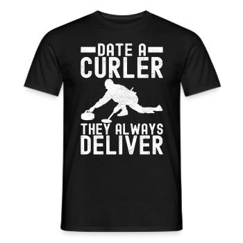 Curling Curling players - Men's T-Shirt - black - Front - AI Model Male 178 light (178cm)