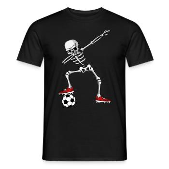 Dabbing skeleton with football, Halloween - Men's T-Shirt - black - Front - AI Model Male 178 light (178cm)
