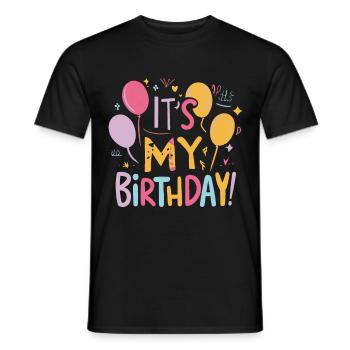 C’est mon anniversaire - T-shirt homme - noir - Devant - AI Model Male 178 light (178cm)
