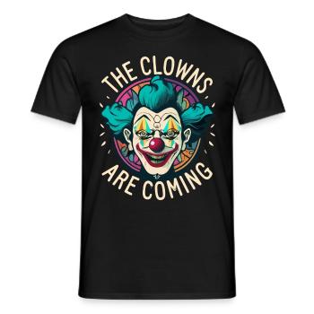 Die Clowns kommen Gruseliges Halloween - Männer T-Shirt - Schwarz - Vorne - AI Model Male 178 light (178cm)