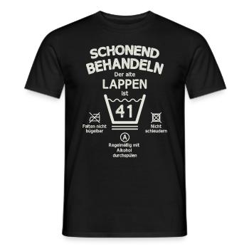 Der Alte Lappen, Schonend Behandeln 41. Geburtstag - Männer T-Shirt - Schwarz - Vorne - AI Model Male 178 light (178cm)