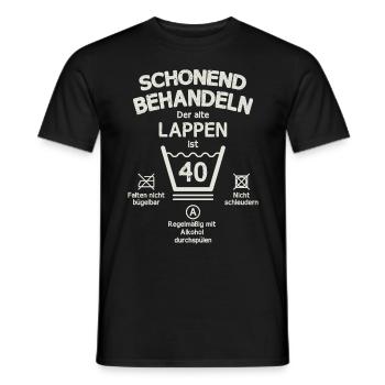 Der Alte Lappen, Schonend Behandeln 40. Geburtstag - Männer T-Shirt - Schwarz - Vorne - AI Model Male 178 light (178cm)