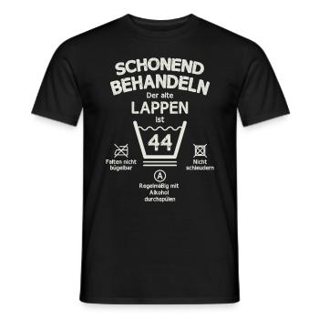 Der Alte Lappen, Schonend Behandeln 44. Geburtstag - Männer T-Shirt - Schwarz - Vorne - AI Model Male 178 light (178cm)