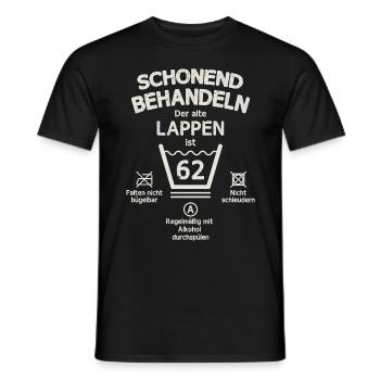 Der Alte Lappen, Schonend Behandeln 62. Geburtstag - Männer T-Shirt - Schwarz - Vorne - AI Model Male 178 light (178cm)