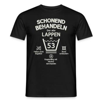 Der Alte Lappen, Schonend Behandeln 53. Geburtstag - Männer T-Shirt - Schwarz - Vorne - AI Model Male 178 light (178cm)