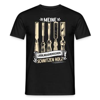 Holzschnitzer Holzschnitzerei - Männer T-Shirt - Schwarz - Vorne - AI Model Male 178 light (178cm)