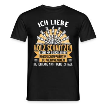 Holzschnitzer Holzschnitzerei - Männer T-Shirt - Schwarz - Vorne - AI Model Male 178 light (178cm)