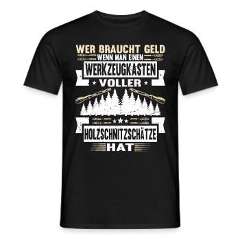 Holzschnitzer Holzschnitzerei - Männer T-Shirt - Schwarz - Vorne - AI Model Male 178 light (178cm)