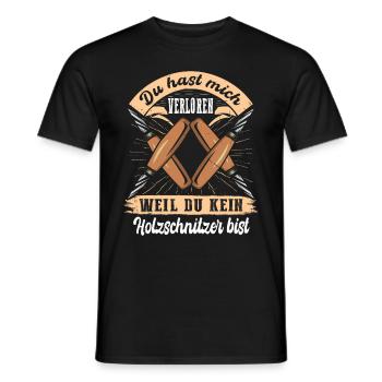 Holzschnitzer Holzschnitzerei - Männer T-Shirt - Schwarz - Vorne - AI Model Male 178 light (178cm)
