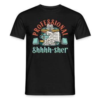 Bibliothécaire Bibliothécaire professionnel Shhh-sher - T-shirt homme - noir - Devant - AI Model Male 178 light (178cm)