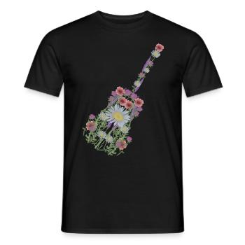 Guitare Fleurs Guitariste Musique - T-shirt homme - noir - Devant - AI Model Male 178 light (178cm)