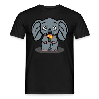 Elephant with Flowers Elephants - Männer T-Shirt - Schwarz - Vorne - AI Model Male 178 light (178cm)