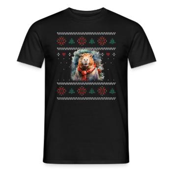 Christmas Capybara Winter Capybara Snow - Men's T-Shirt - black - Front - AI Model Male 178 light (178cm)