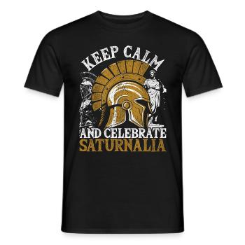 Keep Calm And Celebrate Saturnalia - Men's T-Shirt - black - Front - AI Model Male 178 light (178cm)