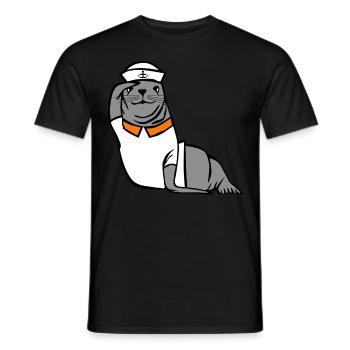 Phoque marin pinneped - T-shirt homme - noir - Devant - AI Model Male 178 light (178cm)