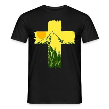 Jesus Christ Mountains Cross - Men's T-Shirt - black - Front - AI Model Male 178 light (178cm)