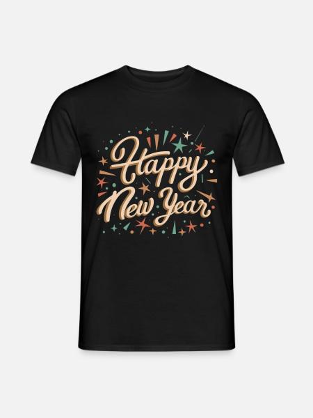 Retro Frohes Neues Jahr 2024 - Männer T-Shirt - Schwarz