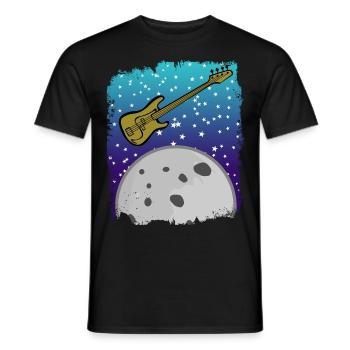 Guitare basse avec lune dans l’espace - T-shirt homme - noir - Devant - AI Model Male 178 light (178cm)