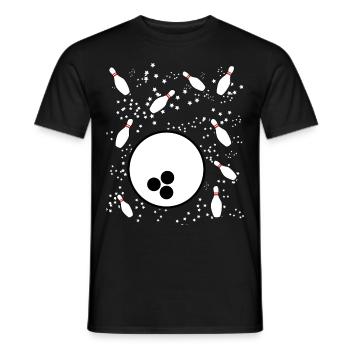 Boule de bowling dans l’espace avec des quilles de bowling - T-shirt homme - noir - Devant - AI Model Male 178 light (178cm)