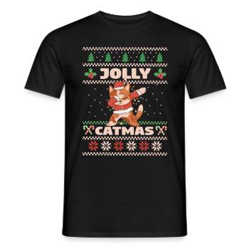 Cat Domestic Cat Shorthair Maine Coon Christmas - Men's T-Shirt - black - Front - AI Model Male 178 light (178cm)