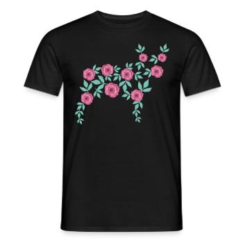 French Bulldog made of Flowers - Men's T-Shirt - black - Front - AI Model Male 178 light (178cm)