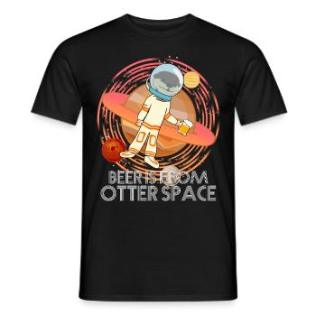 Otter in Space with Beer - Männer T-Shirt - Schwarz - Vorne - AI Model Male 178 light (178cm)