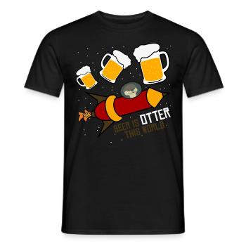 Otters in Space with Beer - Männer T-Shirt - Schwarz - Vorne - AI Model Male 178 light (178cm)