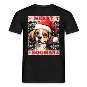 Chien Noël laid joyeux dogmes père Noël chapeau - T-shirt homme - noir - Devant - AI Model Male 178 light (178cm)