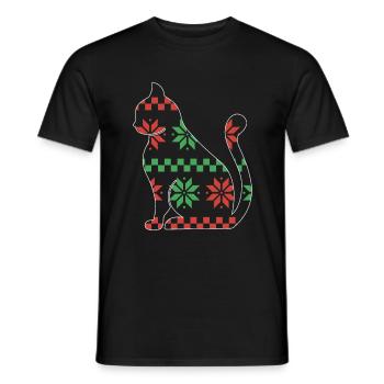 Cat Domestic Cat Shorthair Maine Coon Christmas - Men's T-Shirt - black - Front - AI Model Male 178 light (178cm)
